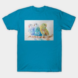 Budgie Watercolor Painting Sitting on A Branch T-Shirt